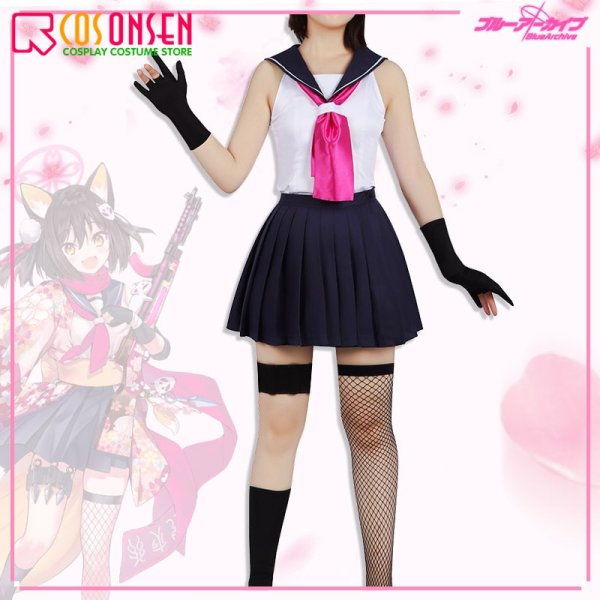 画像5: ブルーアーカイブ Blue Archive ブルアカ 百鬼夜行連合学院1年・忍術研究部 久田イズナ コスプレ衣装(耳、尻尾付き)