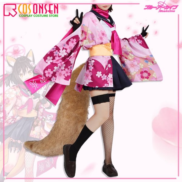 画像4: ブルーアーカイブ Blue Archive ブルアカ 百鬼夜行連合学院1年・忍術研究部 久田イズナ コスプレ衣装(耳、尻尾付き)