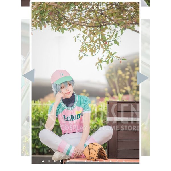 画像9: A3!(エースリー) 初恋甲子園 2期PV 夏組 斑鳩三角 野球ユニホーム コスプレ衣装 (9)