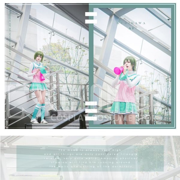 画像5: A3!(エースリー) 初恋甲子園 2期PV 夏組 瑠璃川幸 チアリーダー コスプレ衣装 (5)