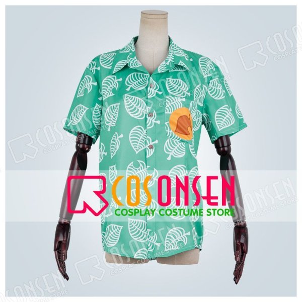 画像1: どうぶつの森 まめきち シャツ コスプレ衣装 緑 (1)