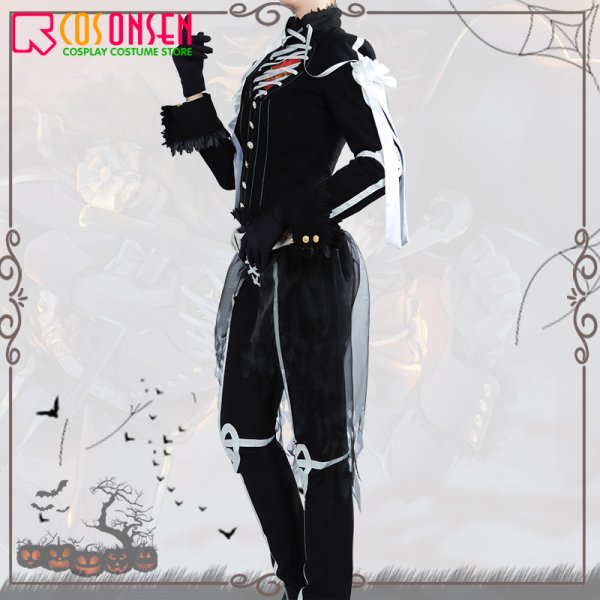 画像5: 【25%OFF】ツイステ風 ハーツラビュル寮 リドル・ローズハート スケルトン コスプレ衣装 (5)