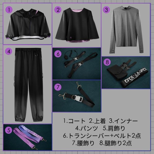 画像13: 【25％OFF】バーチャルYouTuber Vtuber ローレン 4周年新衣装 コスプレ衣装 黒バージョン (13)