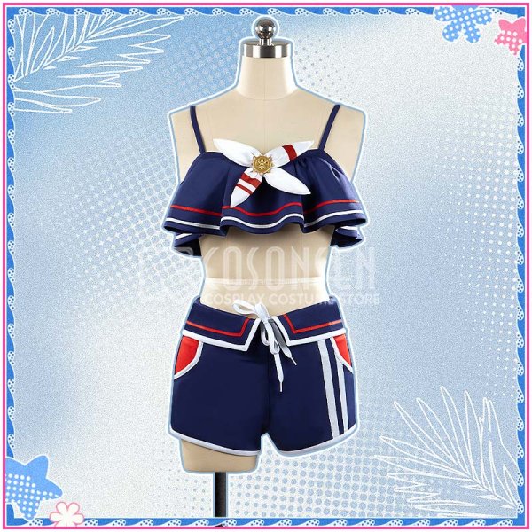 画像4: 【25％OFF】ウマ娘 プリティーダービー 夏凪ネイビードロップ シュヴァルグラン 水着 コスプレ衣装 (4)