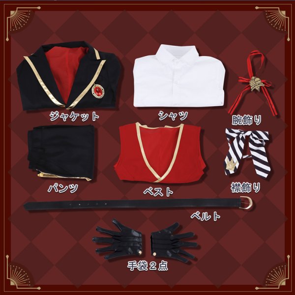 画像9: 【20%OFF&女性XLサイズ在庫・一週間発送】ツイステ風 ハーツラビュル寮 リドル・ローズハート 制服 コスプレ衣装 (9)