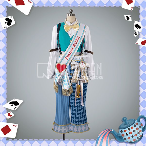 画像6: 【25%OFF】ツイステ風 薔薇の王国のホワイトラビットフェス デュース コスプレ衣装（タスキ付き） (6)