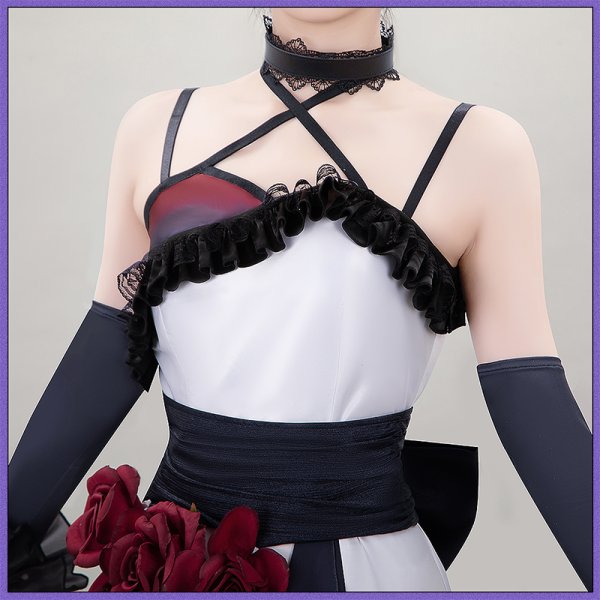 画像4: 【25％OFF】ウマ娘 プリティーダービー 幽玄薔薇 マンハッタンカフェ 花嫁 コスプレ衣装 (4)