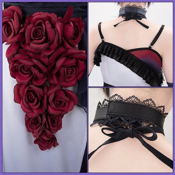 画像6: 【25％OFF】ウマ娘 プリティーダービー 幽玄薔薇 マンハッタンカフェ 花嫁 コスプレ衣装 (6)